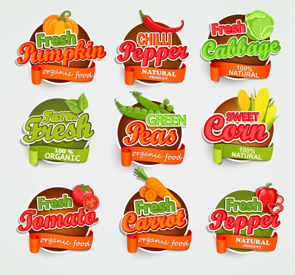 Etykiety żywności z logo napis — Wektor stockowy