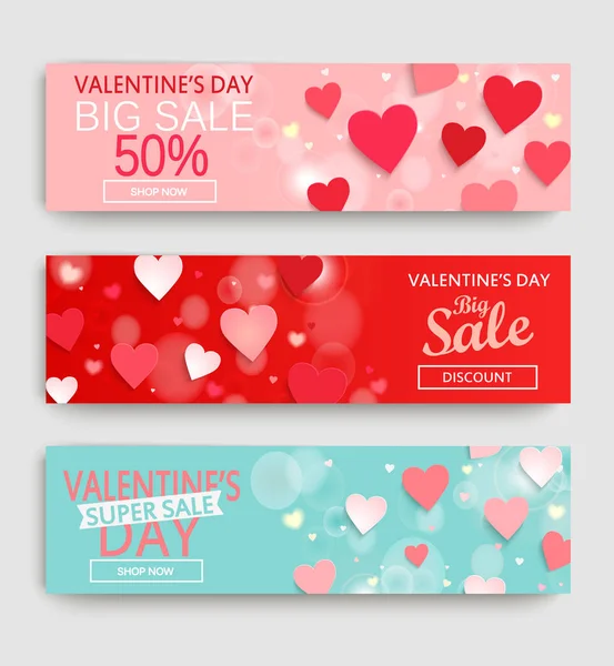 Banner set with discount for Valentine's Day. — Stock Vector