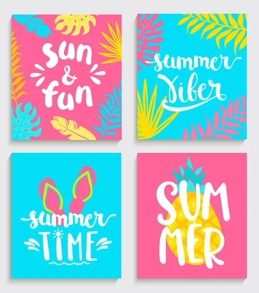 Bright cards for summer. — Stock Vector