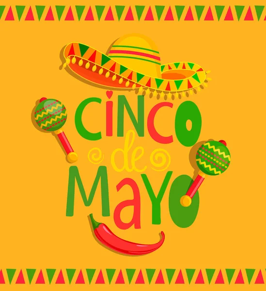 Letras dibujadas a mano - Cinco De Mayo . — Vector de stock