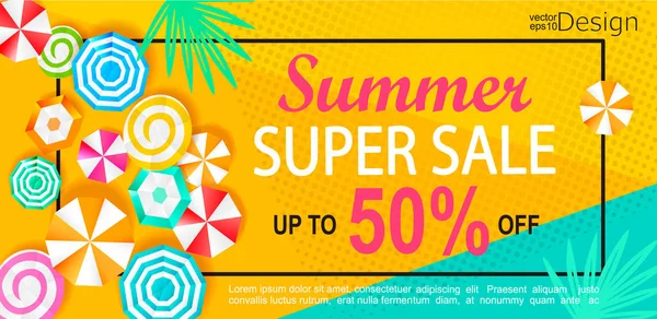 Banner de super venta de verano . — Vector de stock