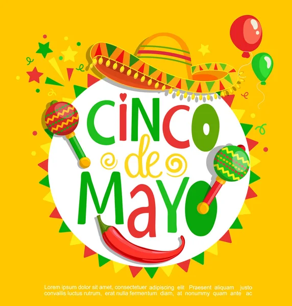 Cinco De Mayo, cartaz de letras — Vetor de Stock