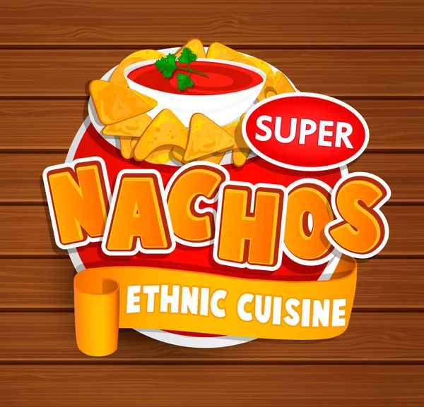 Nachos etnické kuchyně logo. — Stockový vektor