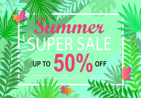 Summer super sale jungle template — Stock Vector