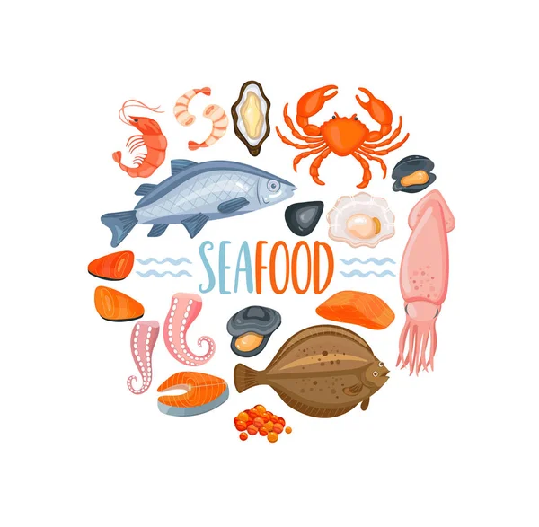 Set of seafood icons — Stock Vector