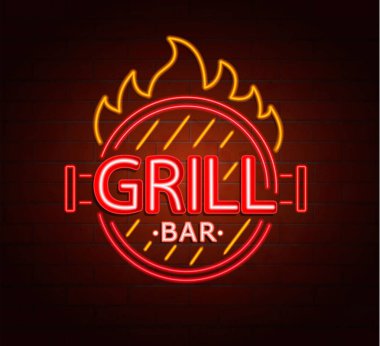 Neon tabela grill Bar.