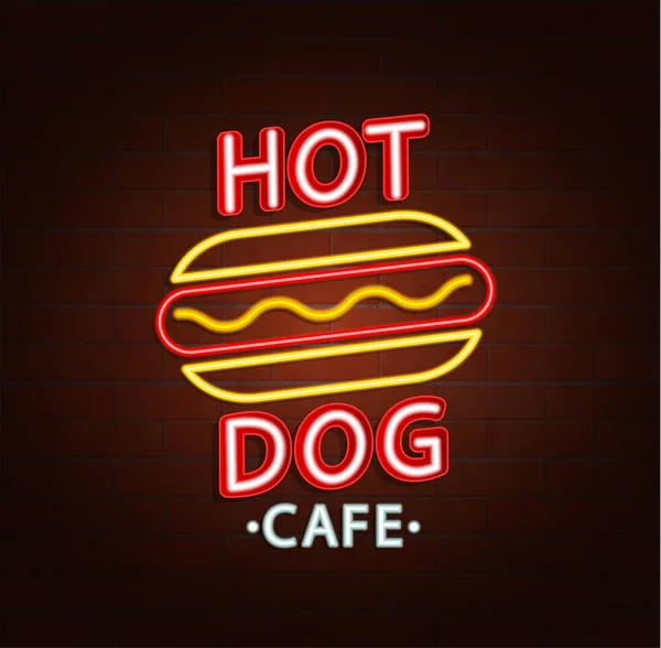 Neon segno di hamburger caffè . — Vettoriale Stock