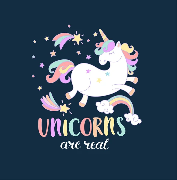 Unicorn itu nyata. . - Stok Vektor