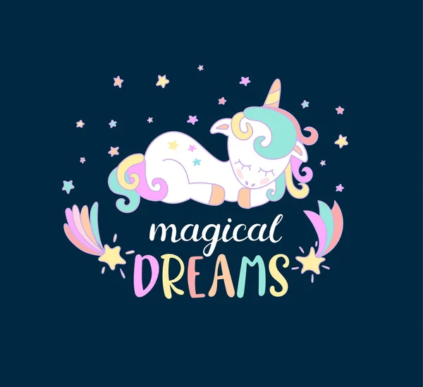 Sogni magici da unicorno — Vettoriale Stock
