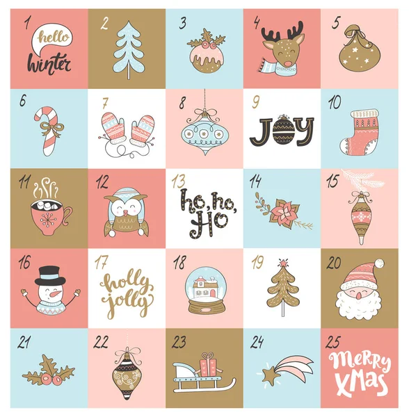 Kerstmis adventkalender — Stockvector