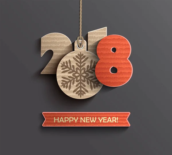 Happy new year card in paper style — Stock Vector