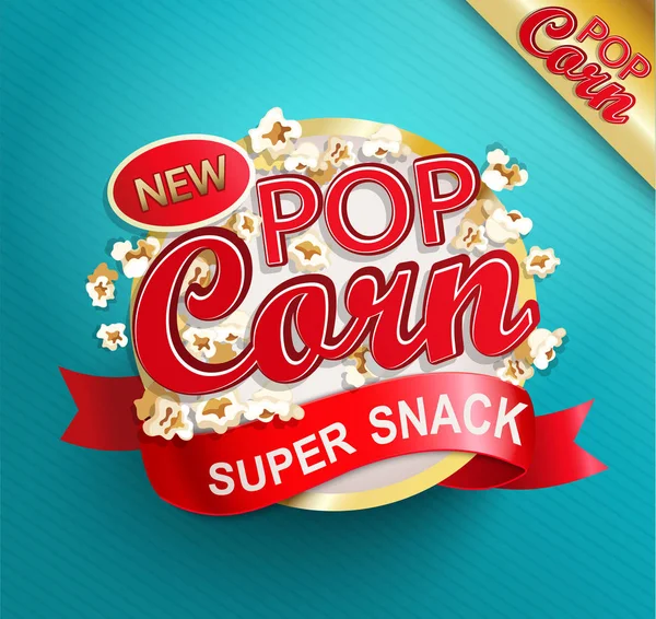 Popcorn Label Symbool Teken Vectot Afbeelding Van Super Snack Voor — Stockvector