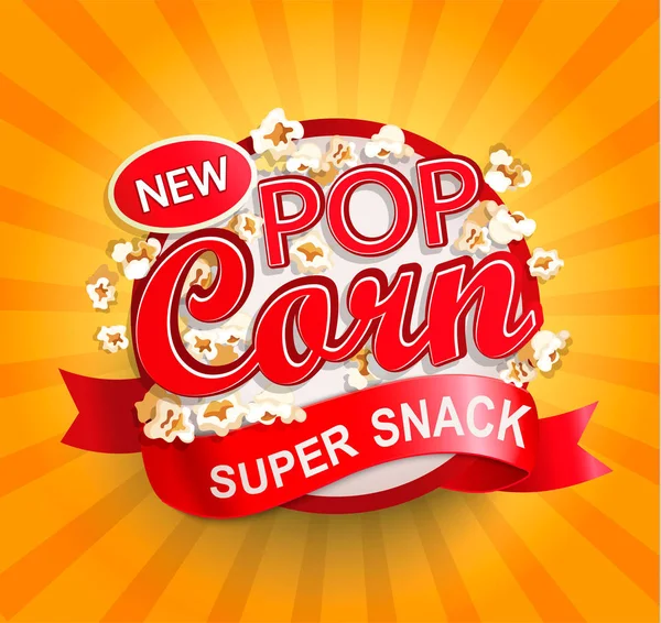 Popcorn Label Symbool Teken Super Snack Voor Ontwerp — Stockvector