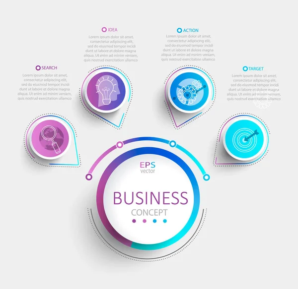 Infografía Con Visualización Datos Línea Tiempo Negocio Diagrama Con Pasos — Vector de stock