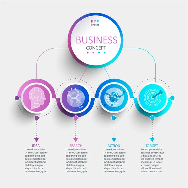 Infográfico Com Visualização Dados Linha Tempo Negócio Diagrama Com Passos — Vetor de Stock