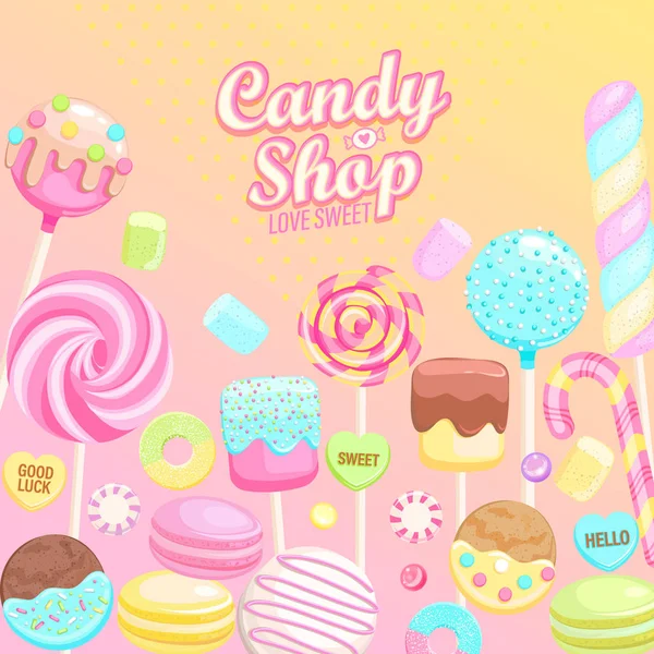 Loja de doces convidando banner . —  Vetores de Stock