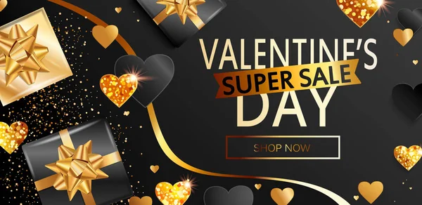 Super sale banner voor Valentijnsdag. — Stockvector