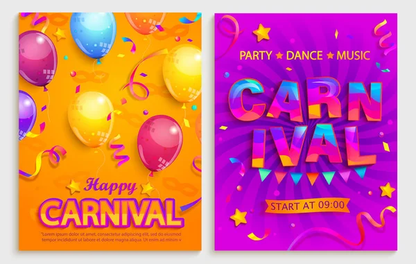 Set of flyers for carnival party. — Stock Vector