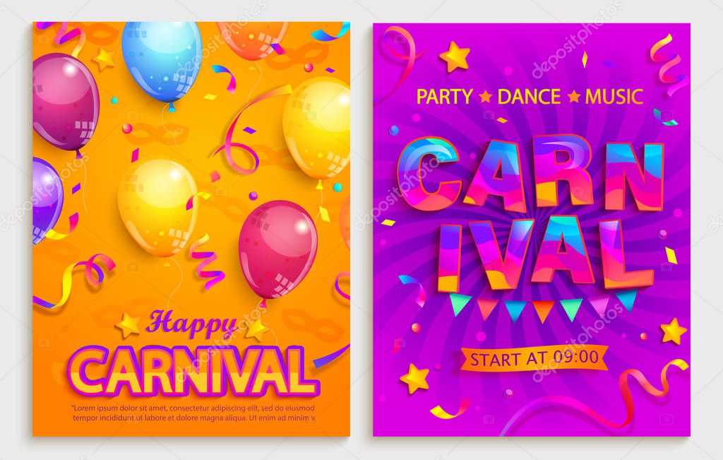 Set of flyers for carnival party.