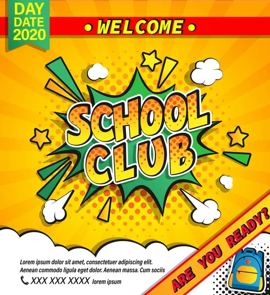 Kids school summer camp banner. — Stock Vector