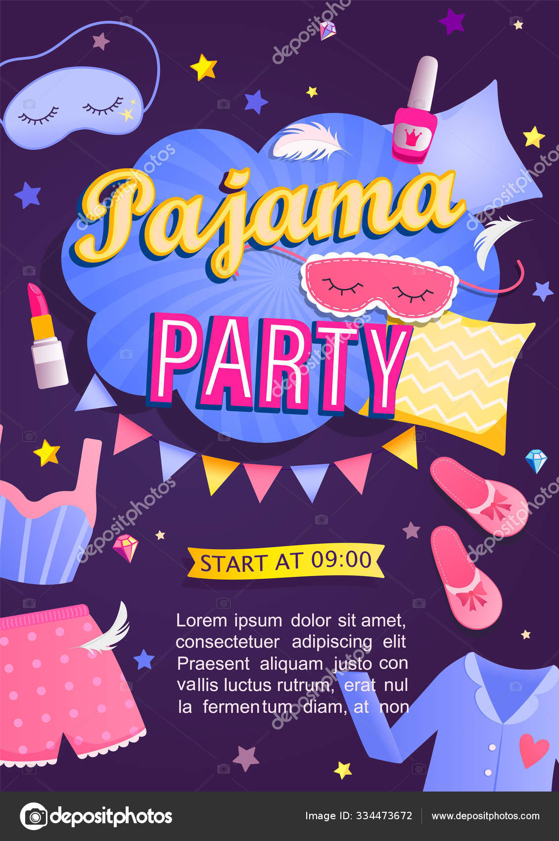 Pajama party's invitation Stock Vector by ©tandaV 334473672