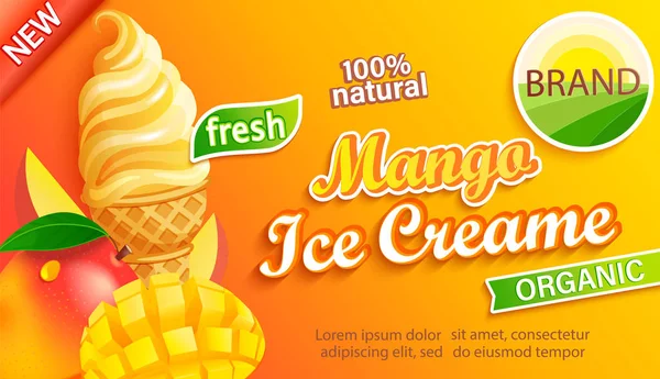 芒果冰淇淋标签 — 图库矢量图片