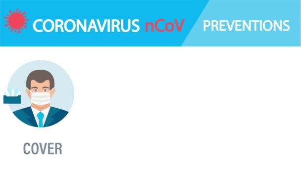 Video infographic of 4 rules for Coronavirus 2019-nCoV disease prevention.Animation of Healthcare and hygiene procedure.How to protect yourself from virus, four tips. Pandemic 2020.4K Motion template.