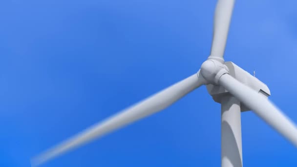 Windkraftanlage Betrieb Mit Blauem Himmel Hintergrund Grünes Energiekonzept — Stockvideo