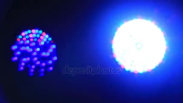 Light show at the disco. Boke of colored lanterns. — Stock Video