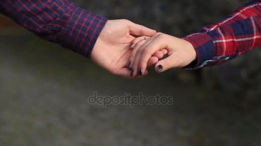 Sevgi dolu bir çift sonbaharda parkta yürüyor. Bir aşk hikayesi güneşli bir sonbahar.