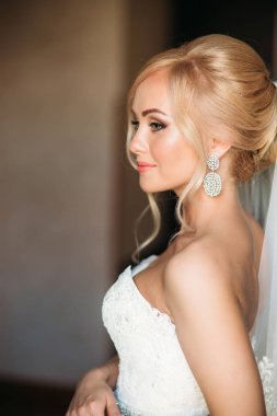 Fotoğrafçılara poz weddind elbiseli güzel gelin