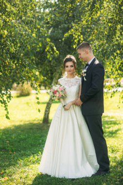 Mutlu gelin ve Damat Düğün töreninden sonra. Güneşli havalarda