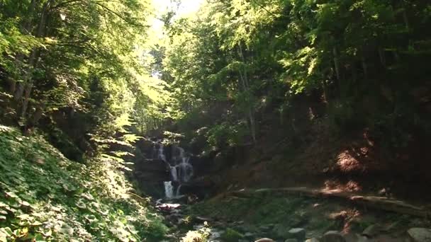 肆虐的干净清新的山间河流之间的岩石 — 图库视频影像