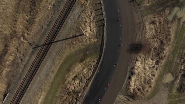 도로 보수에 대한 공중 지원. 도로 건설. 아스팔트 — 비디오