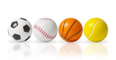 4 küçük spor topları beyaz bitti izole