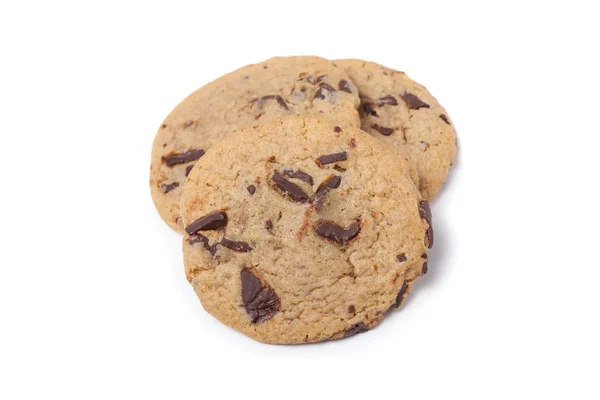 Tři čokoláda čip Cookies izolované na bílém Royalty Free Stock Obrázky