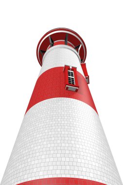 Beyaz arka plan üzerinde izole bir deniz feneri 3D çizimi