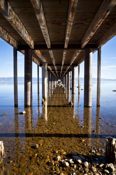 Under a pier at Lake Tahoe, California — Stock Photo, Image