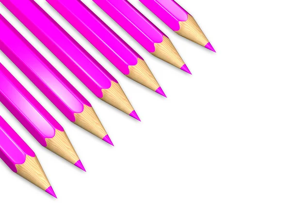 白い背景に分離された 7 ピンク鉛筆の 3 d レンダリングされたイラストレーション. — ストック写真