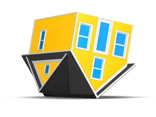 3D Rendered Illustration of an upside down house isolated on a white background.  Concept for foreclosure or mortgage debt. — Stock Photo, Image