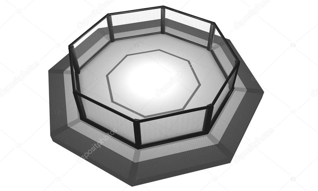 3D Rendered Illustration of an MMA, mixed martial arts, fighting cage arena.