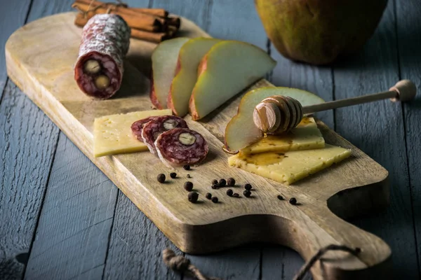 cheese with slices of pear