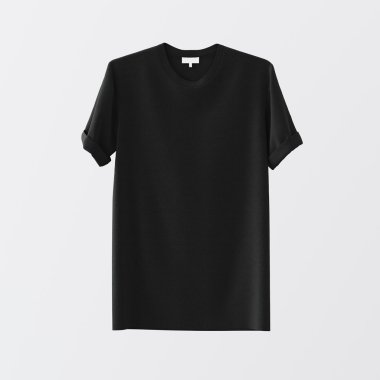 Boş Siyah Pamuk Tshirt İzole Merkezi Beyaz Boş Background.Mockup Son Derece Detaylı Doku Malzemeleri.Clear Label Alan İş Mesajı için. Kare.Ön Taraf. 3d render.