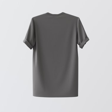 Boş Gri Tekstil Tshirt İzole Merkezi Beyaz Boş Background.Mockup Son Derece Detaylı Doku Malzemeleri.Clear Label Alan İş Mesajı için. Kare.Arka Taraf. 3d render.
