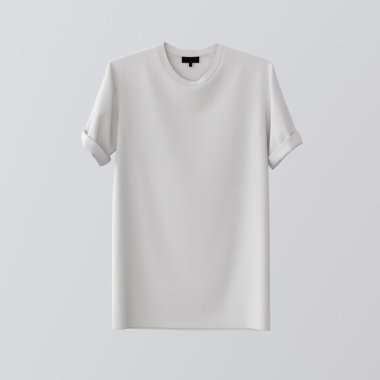 Boş Beyaz Tekstil Tshirt İzole Merkezi Gri Boş Background.Mockup Son Derece Detaylı Doku Malzemeleri.Clear Label Alan İş Mesajı için. Kare.Ön Taraf. 3d render.