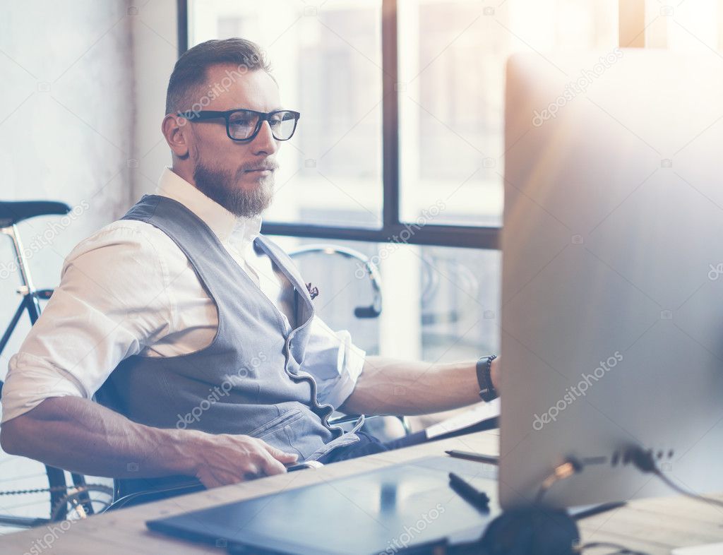 Man Working in Modern Office 