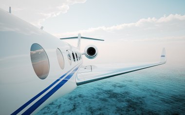Özel jet okyanus üzerinde uçan