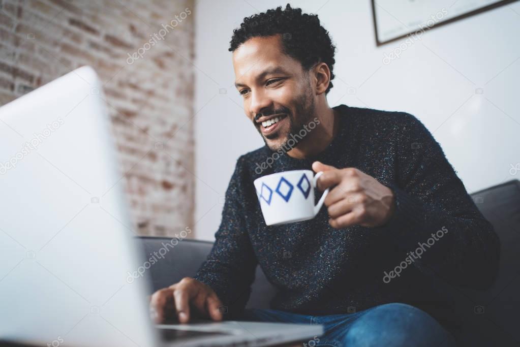 African man using computer