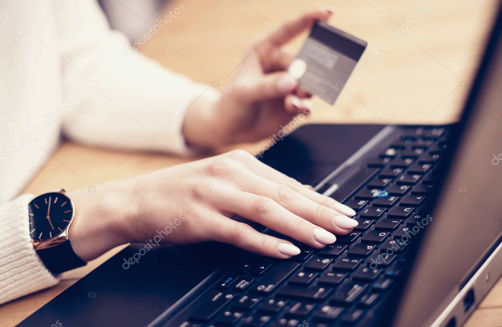 woman making online purchase