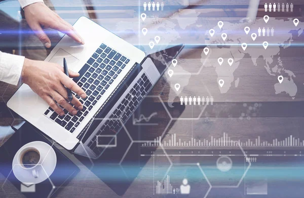 Man working with laptop at office. — Stock Photo, Image